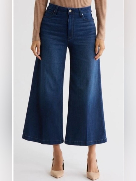 PAIGE Denim - NWT PAIGE Lennie, Wide Leg Ankle, Dark Blue Denim Jeans